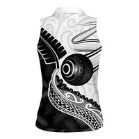 Personalised Aotearoa Lawn Bowls Women Sleeveless Polo Shirt Maori and Silver Fern Half Style - Polynesian Pride