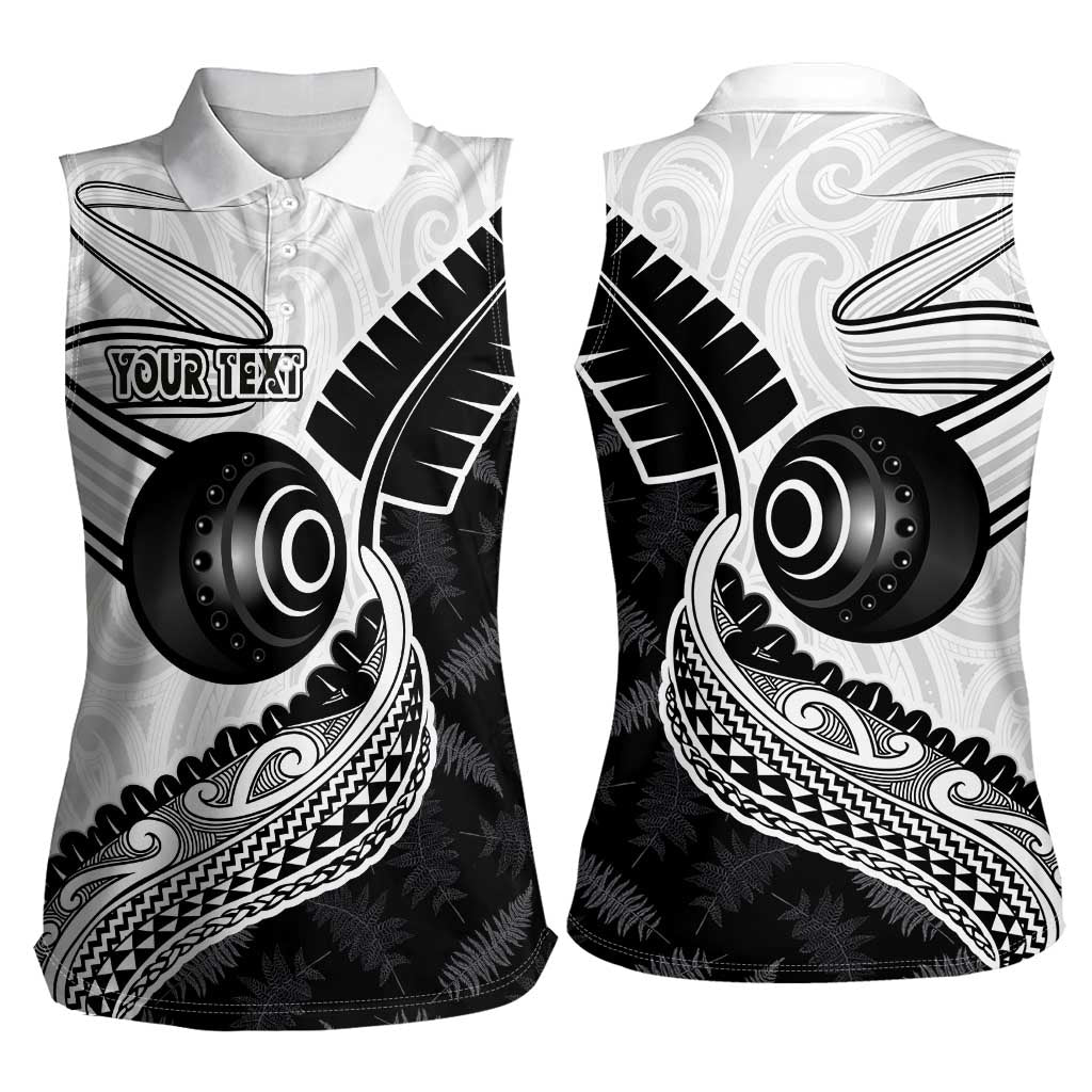 Personalised Aotearoa Lawn Bowls Women Sleeveless Polo Shirt Maori and Silver Fern Half Style - Polynesian Pride