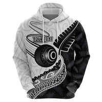 Personalised Aotearoa Lawn Bowls Zip Hoodie Maori and Silver Fern Half Style - Polynesian Pride