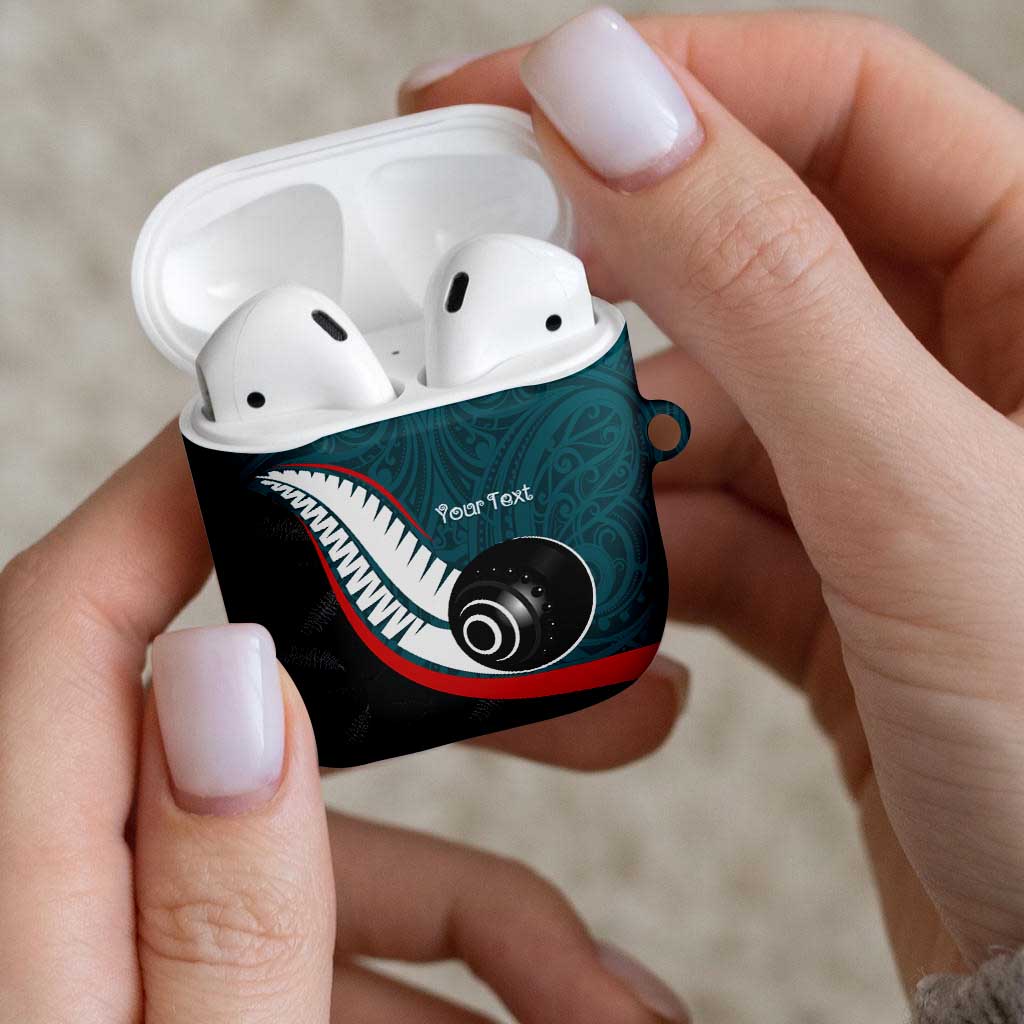Personalised Aotearoa Lawn Bowls AirPods Case Maori and Silver Fern Sporty Style Teal Color - Polynesian Pride