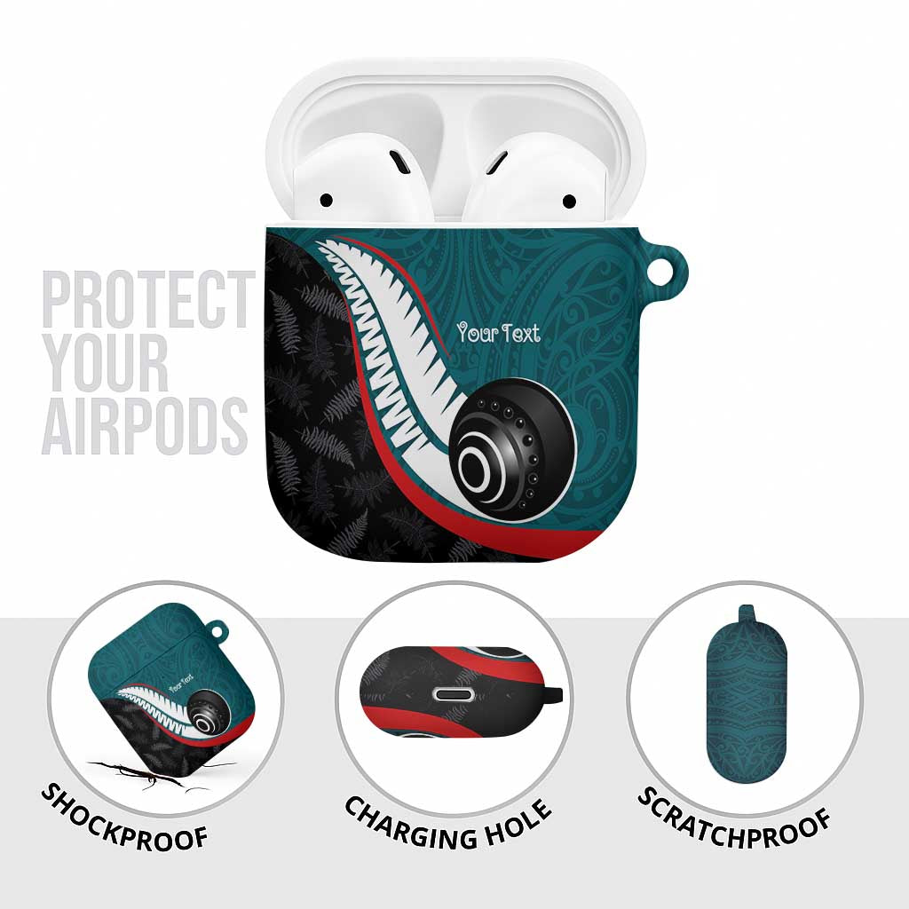 Personalised Aotearoa Lawn Bowls AirPods Case Maori and Silver Fern Sporty Style Teal Color - Polynesian Pride