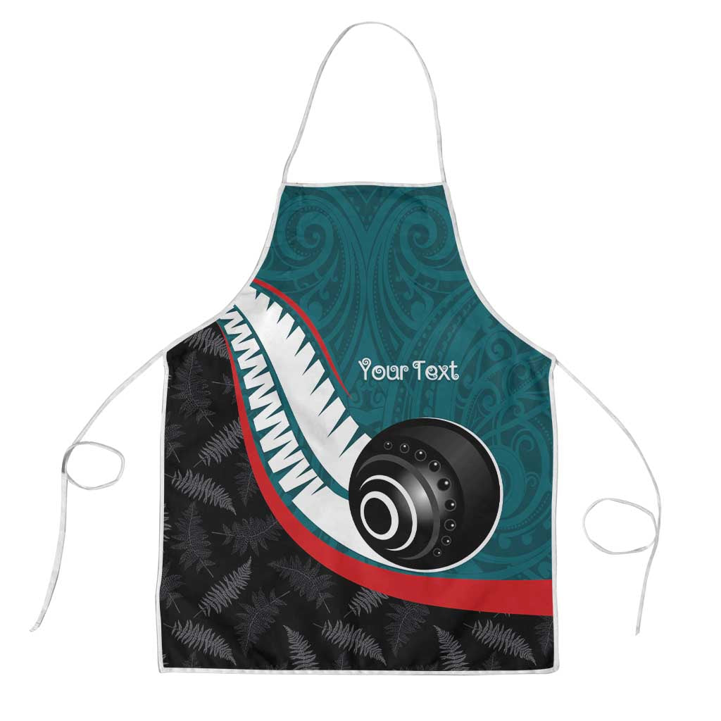 Personalised Aotearoa Lawn Bowls Apron Maori and Silver Fern Sporty Style Teal Color LT03 Teal - Polynesian Pride