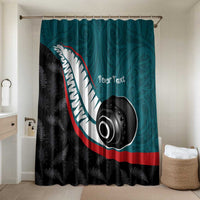Personalised Aotearoa Lawn Bowls Bathroom Set Maori and Silver Fern Sporty Style Teal Color - Polynesian Pride