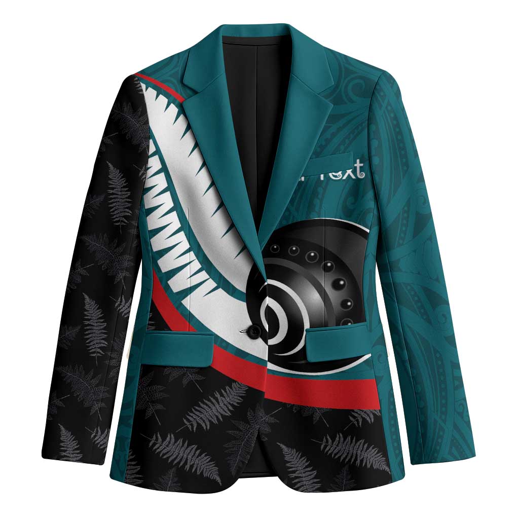 Personalised Aotearoa Lawn Bowls Blazer Maori and Silver Fern Sporty Style Teal Color LT03 Unisex Teal - Polynesian Pride