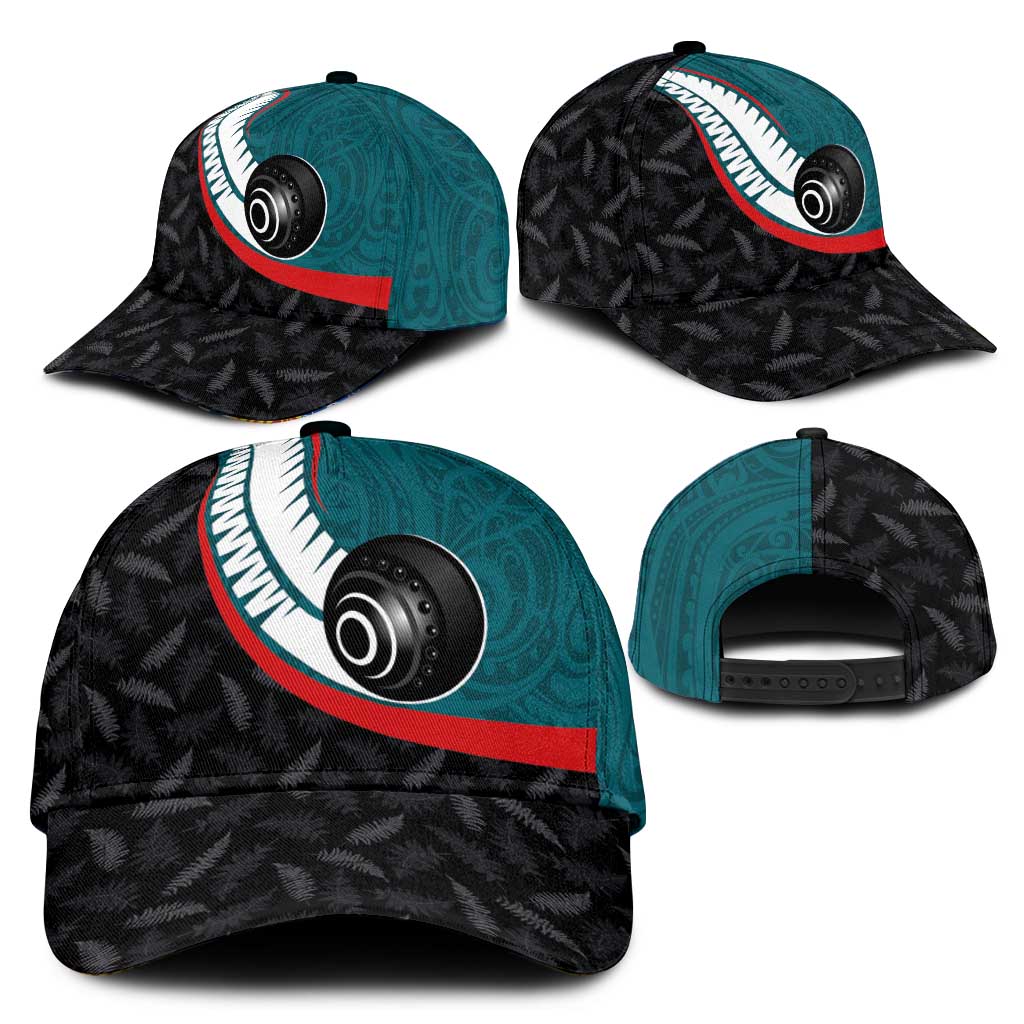 Aotearoa Lawn Bowls Classic Cap Maori and Silver Fern Sporty Style Teal Color LT03 - Polynesian Pride