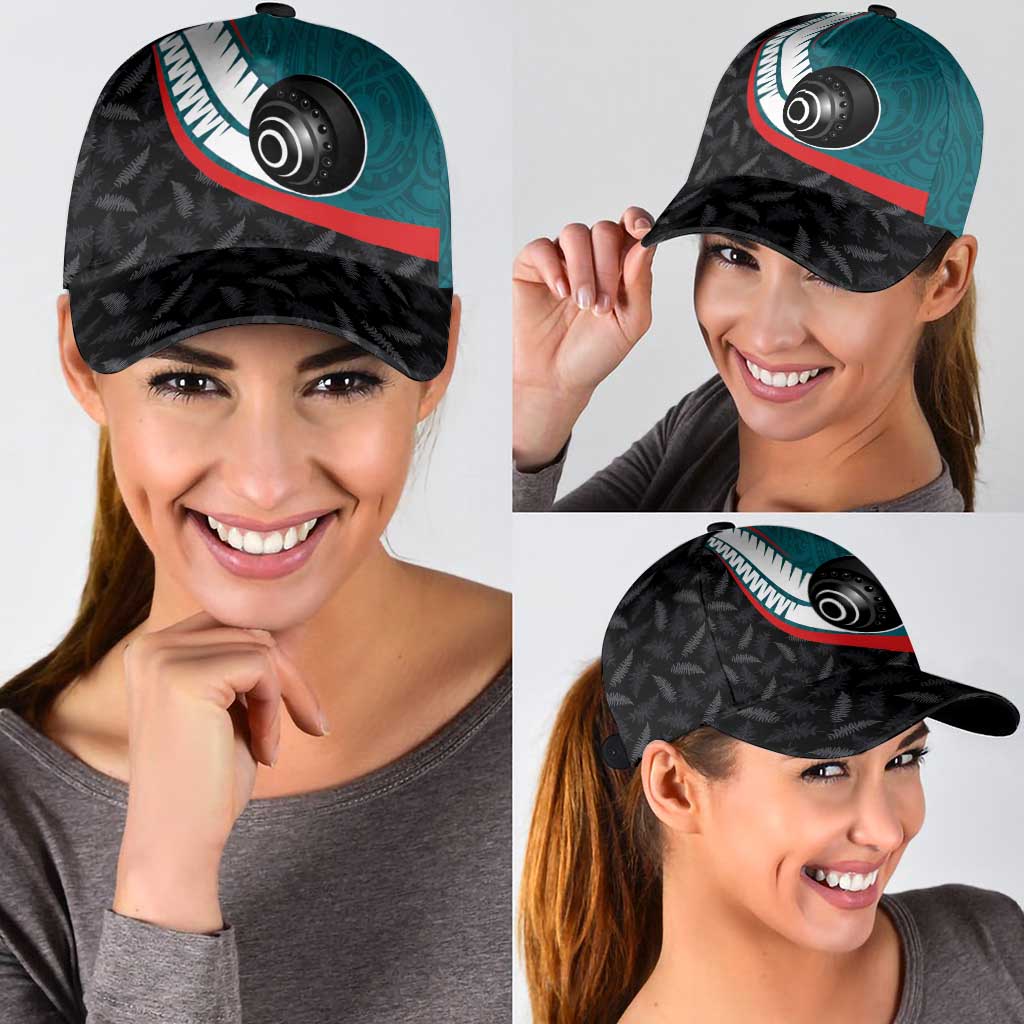Aotearoa Lawn Bowls Classic Cap Maori and Silver Fern Sporty Style Teal Color LT03 - Polynesian Pride
