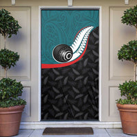 Aotearoa Lawn Bowls Door Cover Maori and Silver Fern Sporty Style Teal Color - Polynesian Pride
