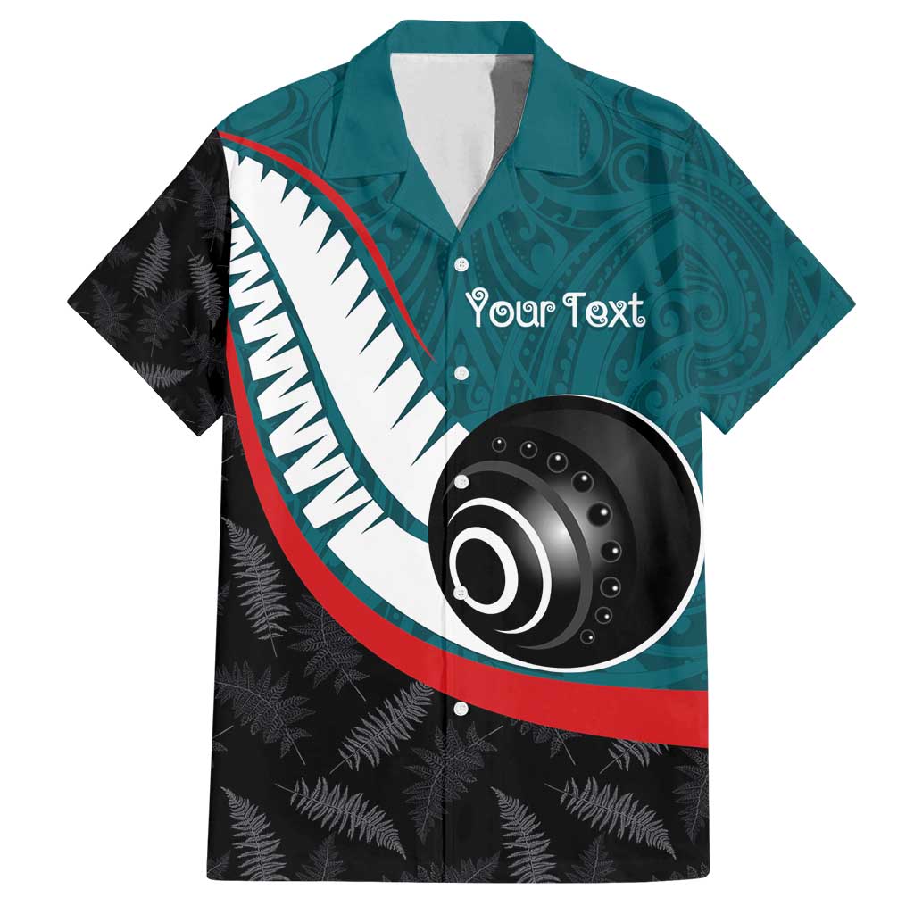 Personalised Aotearoa Lawn Bowls Family Matching Puletasi and Hawaiian Shirt Maori and Silver Fern Sporty Style Teal Color LT03 Dad's Shirt - Short Sleeve Teal - Polynesian Pride