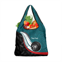 Personalised Aotearoa Lawn Bowls Grocery Bag Maori and Silver Fern Sporty Style Teal Color - Polynesian Pride
