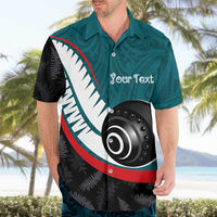 Personalised Aotearoa Lawn Bowls Hawaiian Shirt Maori and Silver Fern Sporty Style Teal Color - Polynesian Pride