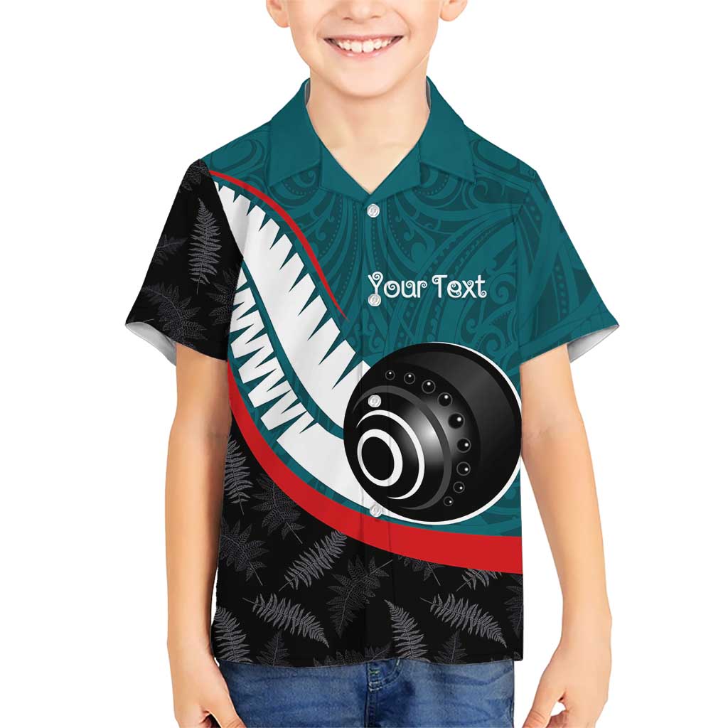Personalised Aotearoa Lawn Bowls Hawaiian Shirt Maori and Silver Fern Sporty Style Teal Color - Polynesian Pride