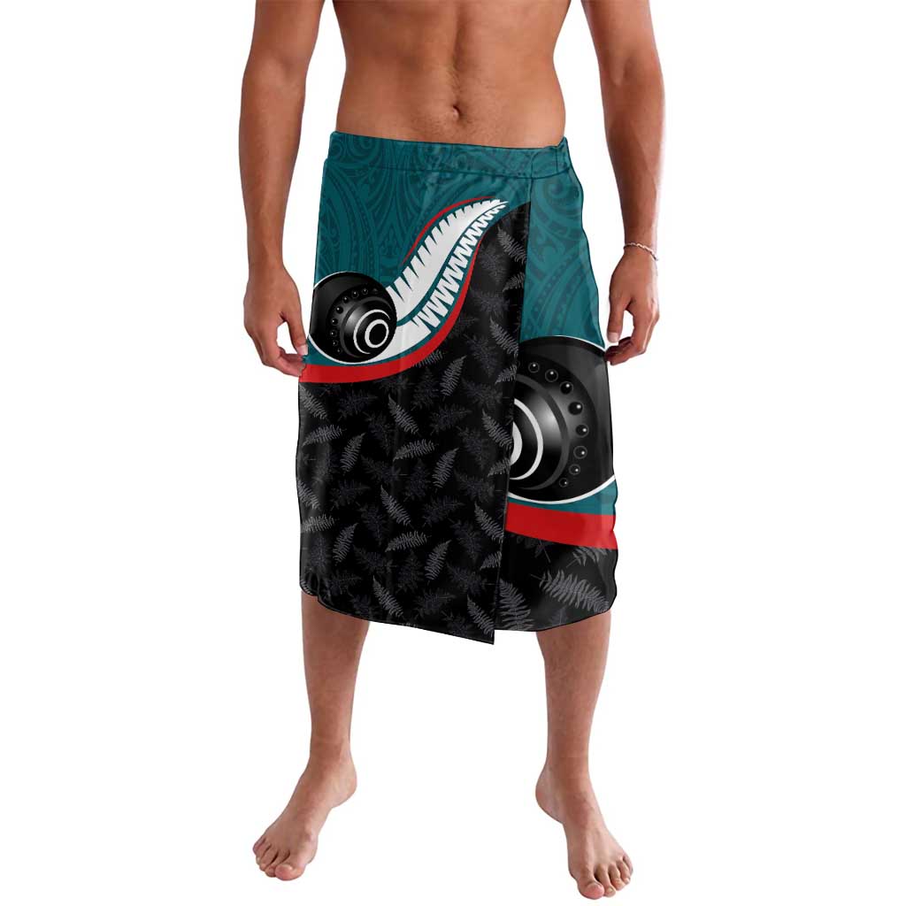 Aotearoa Lawn Bowls Lavalava Maori and Silver Fern Sporty Style Teal Color - Polynesian Pride