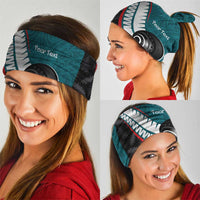 Personalised Aotearoa Lawn Bowls Neck Gaiter Maori and Silver Fern Sporty Style Teal Color - Polynesian Pride