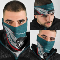 Personalised Aotearoa Lawn Bowls Neck Gaiter Maori and Silver Fern Sporty Style Teal Color - Polynesian Pride