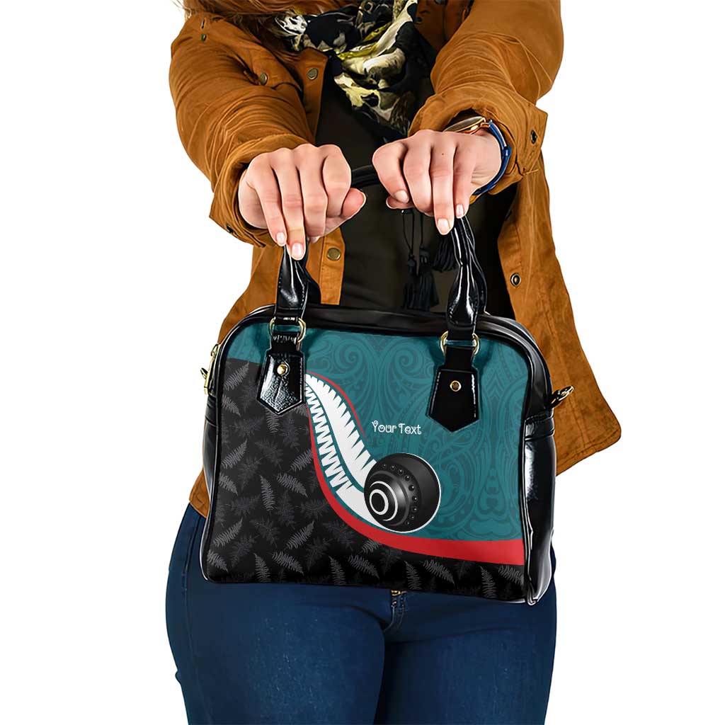 Personalised Aotearoa Lawn Bowls Shoulder Handbag Maori and Silver Fern Sporty Style Teal Color - Polynesian Pride