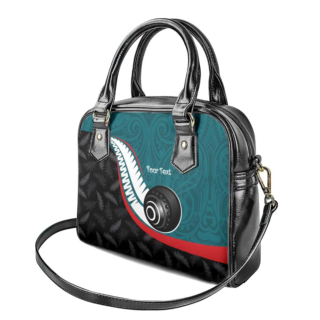 Personalised Aotearoa Lawn Bowls Shoulder Handbag Maori and Silver Fern Sporty Style Teal Color - Polynesian Pride