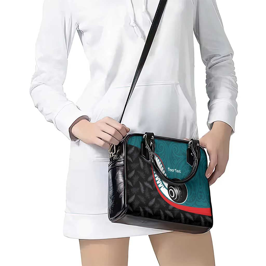 Personalised Aotearoa Lawn Bowls Shoulder Handbag Maori and Silver Fern Sporty Style Teal Color - Polynesian Pride