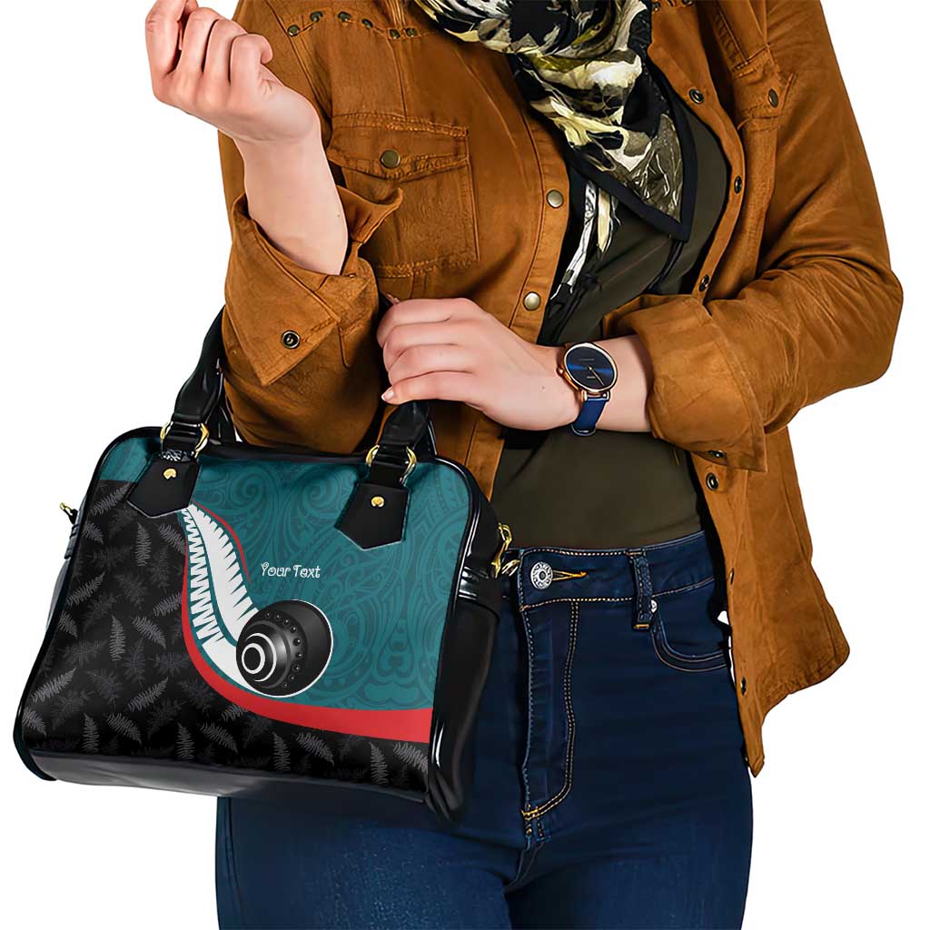 Personalised Aotearoa Lawn Bowls Shoulder Handbag Maori and Silver Fern Sporty Style Teal Color - Polynesian Pride