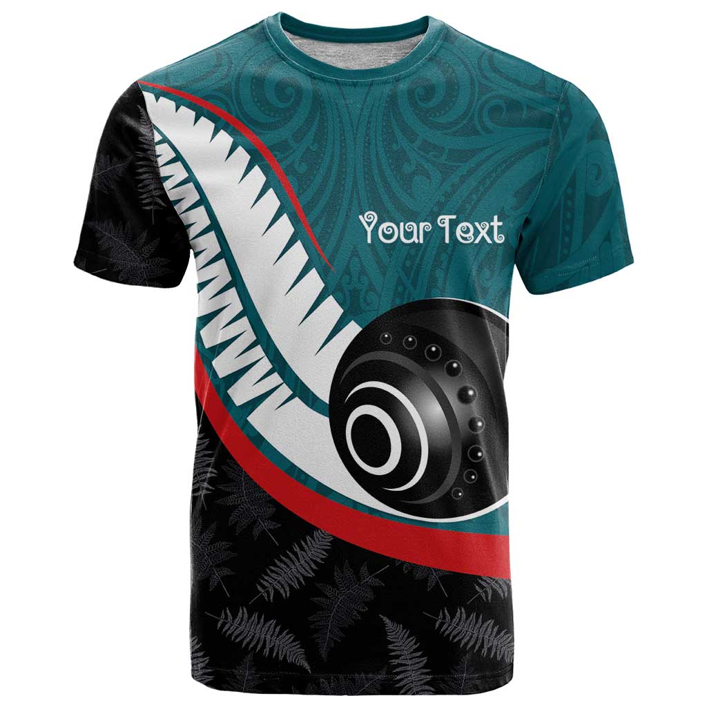 Personalised Aotearoa Lawn Bowls T Shirt Maori and Silver Fern Sporty Style Teal Color LT03 Teal - Polynesian Pride