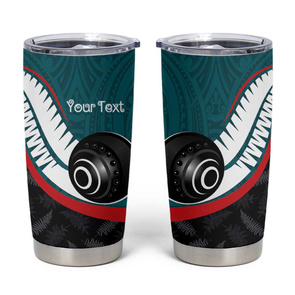 Personalised Aotearoa Lawn Bowls Tumbler Cup Maori and Silver Fern Sporty Style Teal Color LT03 Teal - Polynesian Pride