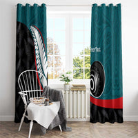 Personalised Aotearoa Lawn Bowls Window Curtain Maori and Silver Fern Sporty Style Teal Color - Polynesian Pride