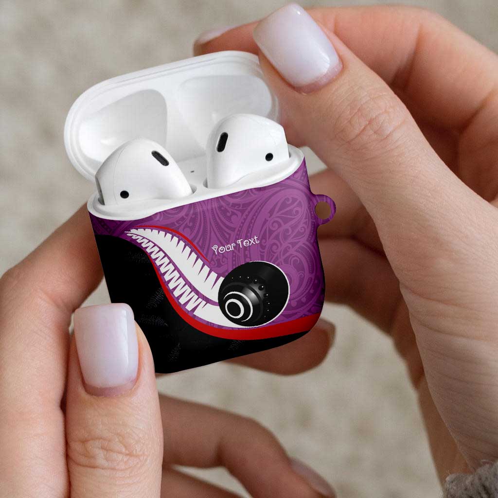 Personalised Aotearoa Lawn Bowls AirPods Case Maori and Silver Fern Sporty Style Pink Color - Polynesian Pride