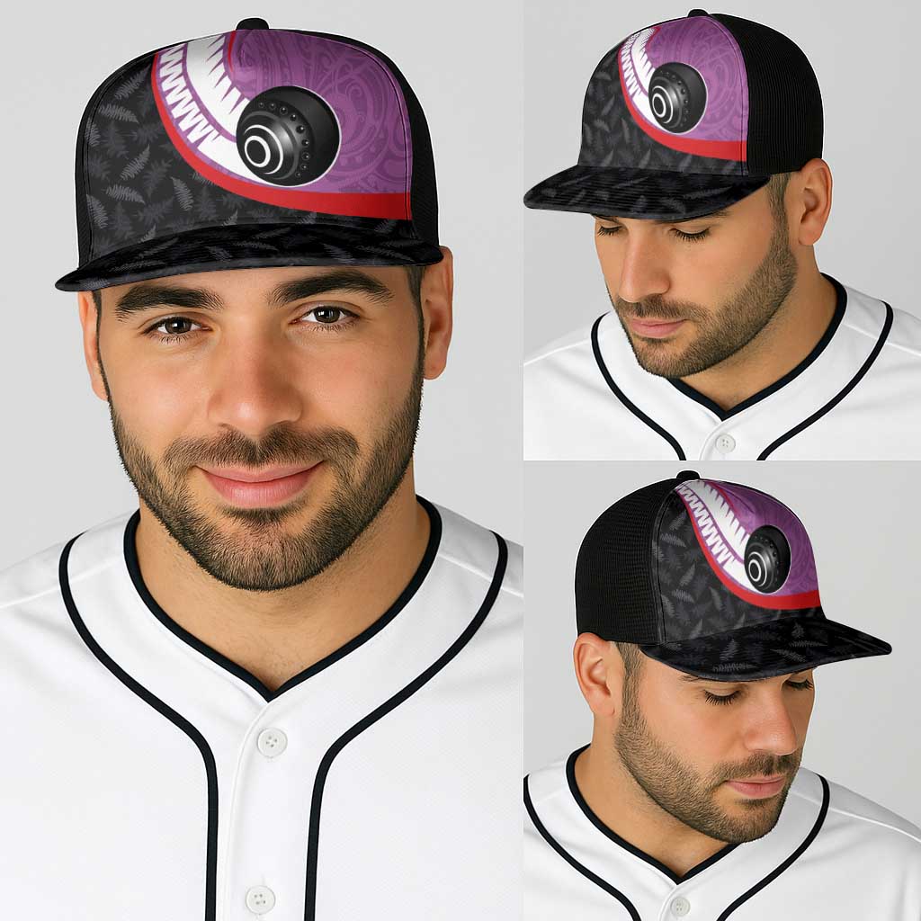 Aotearoa Lawn Bowls Baseball Net Cap Maori and Silver Fern Sporty Style Pink Color LT03 - Polynesian Pride