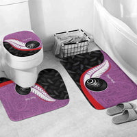 Personalised Aotearoa Lawn Bowls Bathroom Set Maori and Silver Fern Sporty Style Pink Color - Polynesian Pride