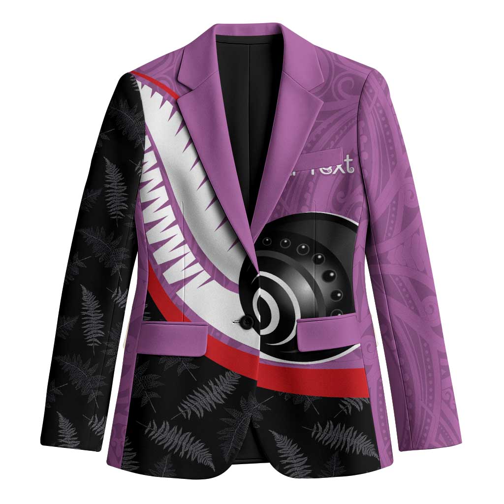 Personalised Aotearoa Lawn Bowls Blazer Maori and Silver Fern Sporty Style Pink Color - Polynesian Pride