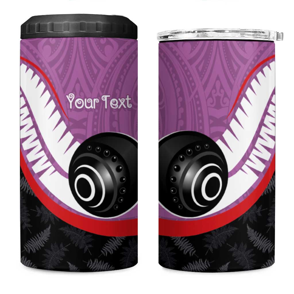 Personalised Aotearoa Lawn Bowls 4 in 1 Can Cooler Tumbler Maori and Silver Fern Sporty Style Pink Color LT03 One Size: 16 oz Pink - Polynesian Pride