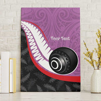 Personalised Aotearoa Lawn Bowls Canvas Wall Art Maori and Silver Fern Sporty Style Pink Color - Polynesian Pride