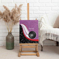 Personalised Aotearoa Lawn Bowls Canvas Wall Art Maori and Silver Fern Sporty Style Pink Color - Polynesian Pride