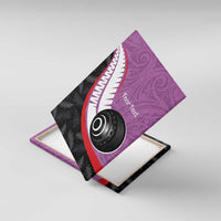 Personalised Aotearoa Lawn Bowls Canvas Wall Art Maori and Silver Fern Sporty Style Pink Color - Polynesian Pride