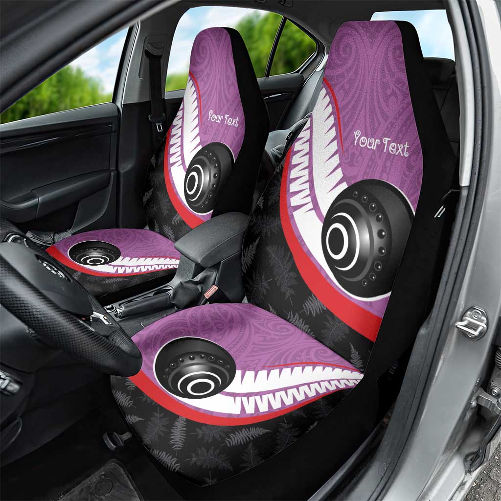 Personalised Aotearoa Lawn Bowls Car Seat Cover Maori and Silver Fern Sporty Style Pink Color - Polynesian Pride