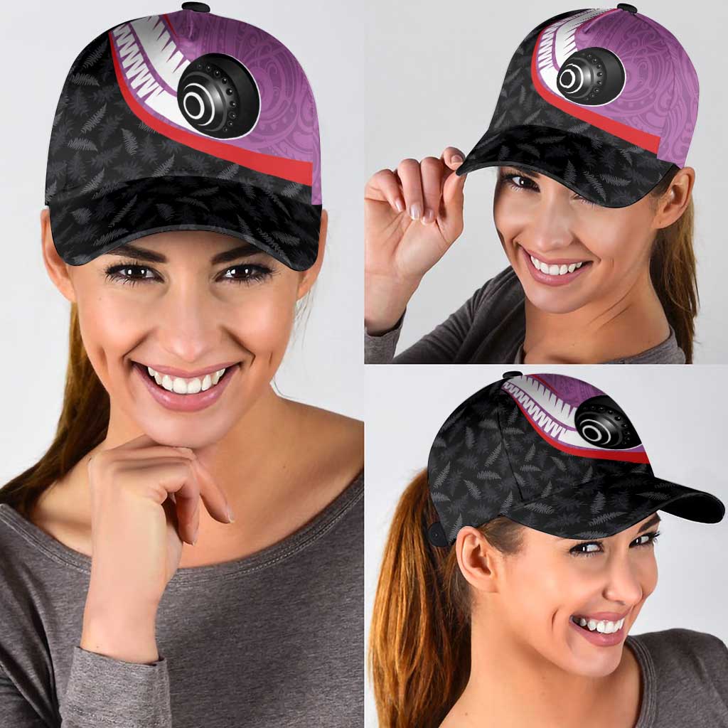Aotearoa Lawn Bowls Classic Cap Maori and Silver Fern Sporty Style Pink Color LT03 - Polynesian Pride