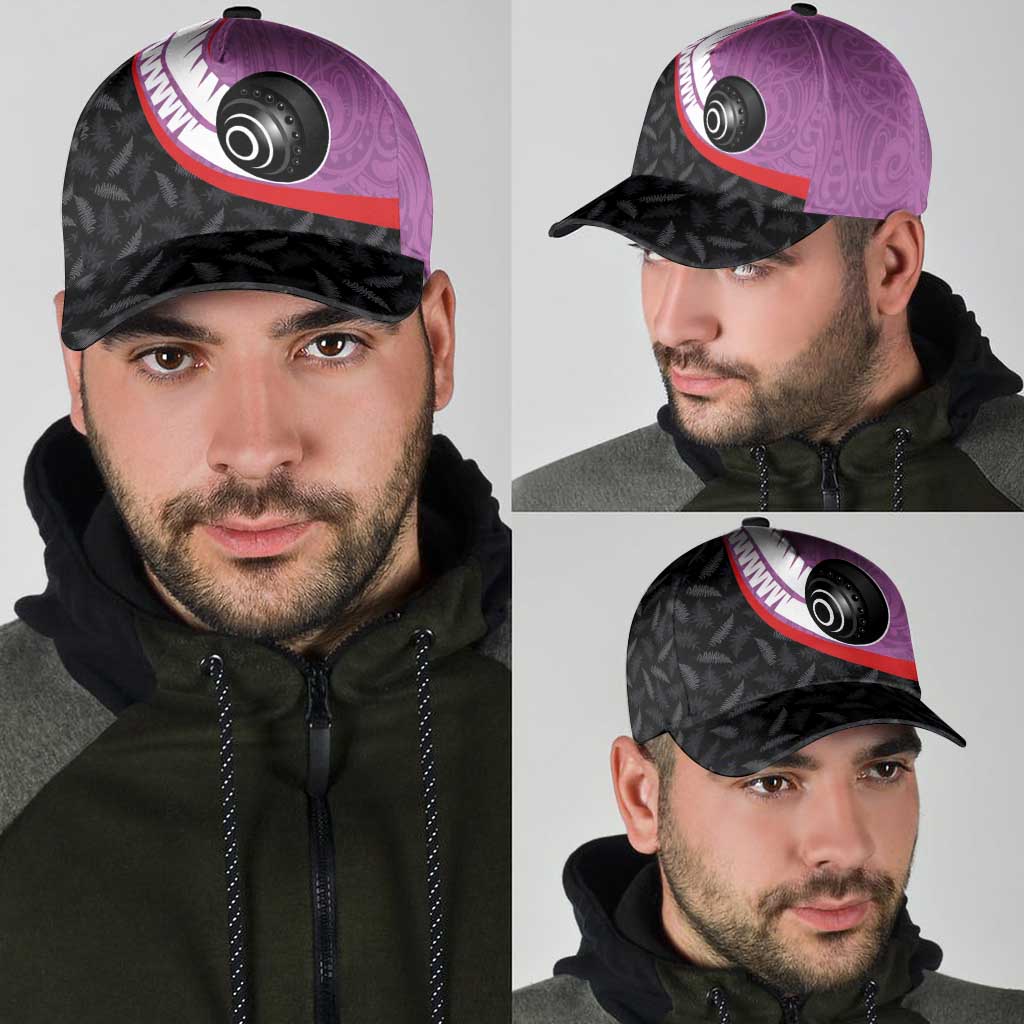 Aotearoa Lawn Bowls Classic Cap Maori and Silver Fern Sporty Style Pink Color LT03 - Polynesian Pride