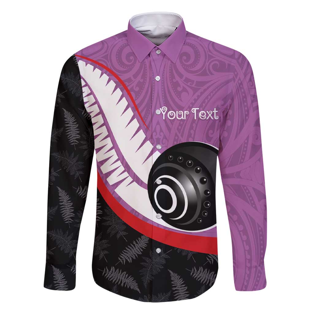 Personalised Aotearoa Lawn Bowls Family Matching Short Sleeve Bodycon Dress and Hawaiian Shirt Maori and Silver Fern Sporty Style Pink Color - Polynesian Pride