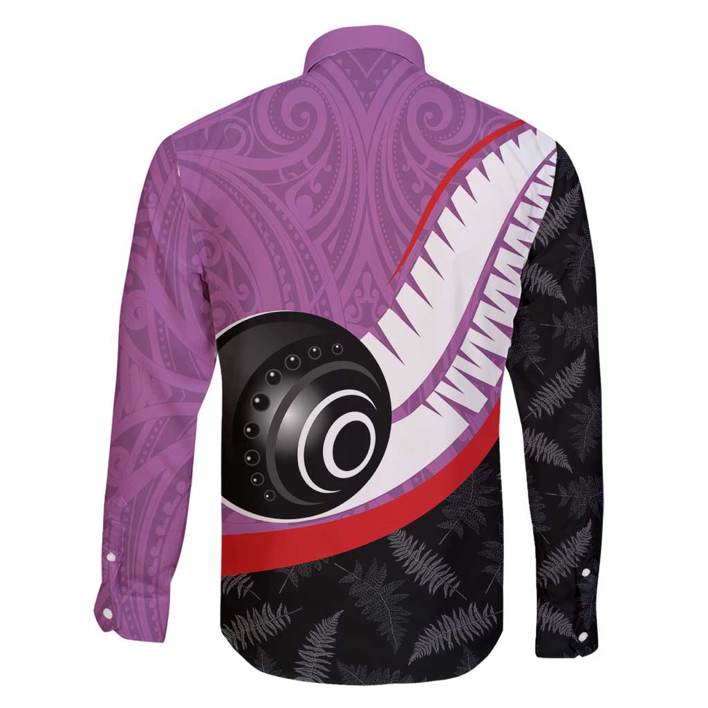 Personalised Aotearoa Lawn Bowls Family Matching Summer Maxi Dress and Hawaiian Shirt Maori and Silver Fern Sporty Style Pink Color - Polynesian Pride