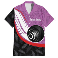 Personalised Aotearoa Lawn Bowls Hawaiian Shirt Maori and Silver Fern Sporty Style Pink Color - Polynesian Pride