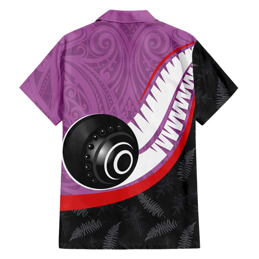Personalised Aotearoa Lawn Bowls Hawaiian Shirt Maori and Silver Fern Sporty Style Pink Color - Polynesian Pride