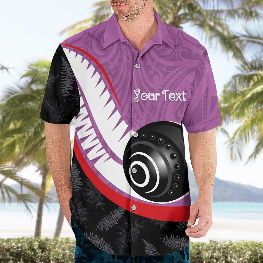 Personalised Aotearoa Lawn Bowls Hawaiian Shirt Maori and Silver Fern Sporty Style Pink Color - Polynesian Pride