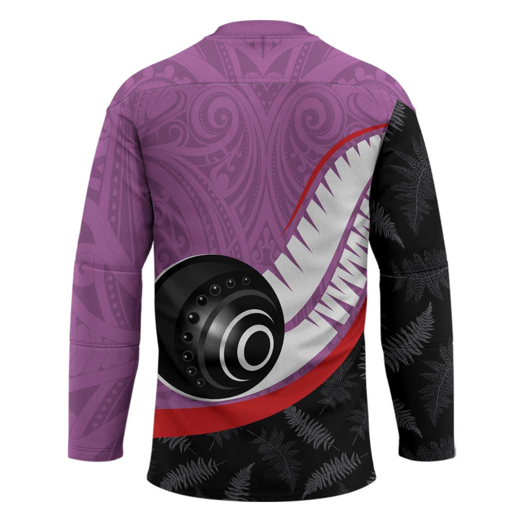 Personalised Aotearoa Lawn Bowls Hockey Jersey Maori and Silver Fern Sporty Style Pink Color - Polynesian Pride