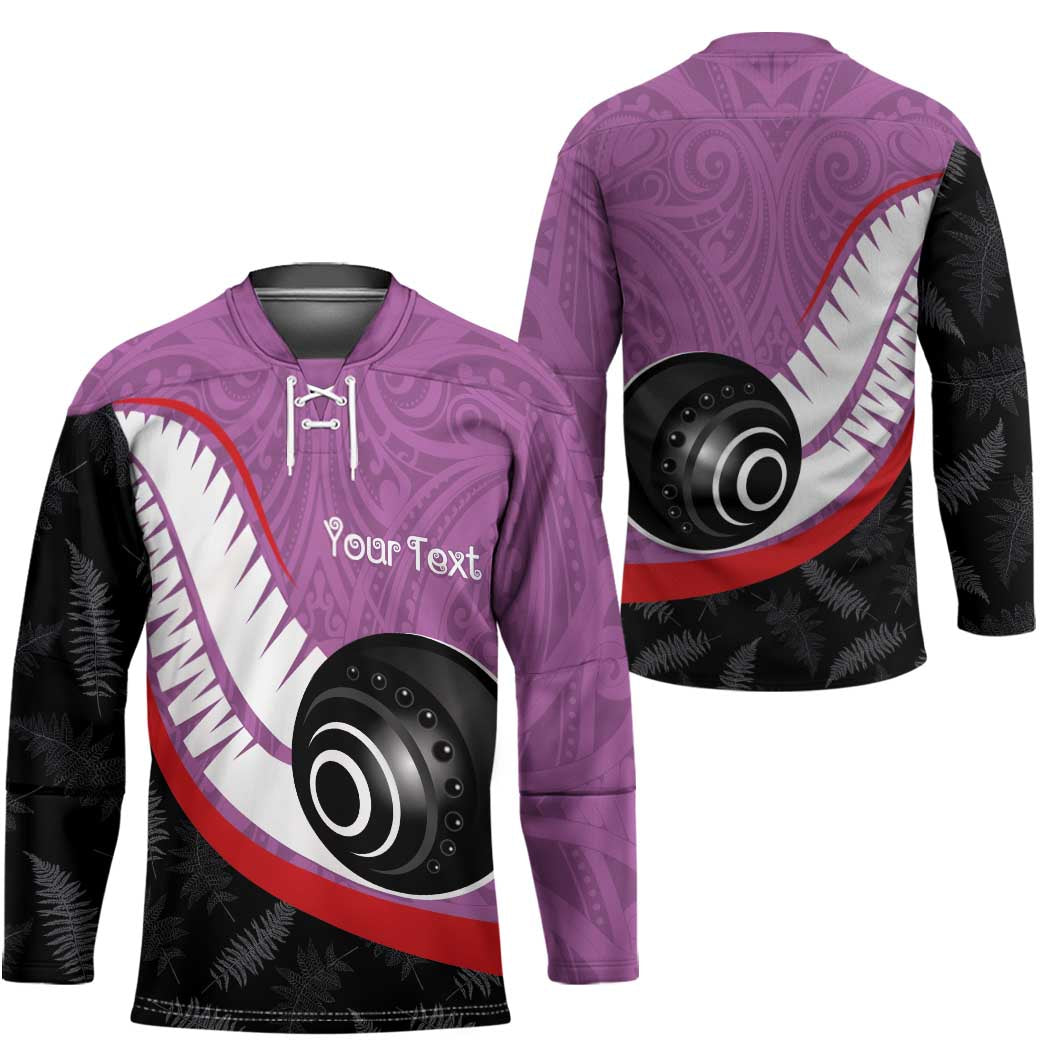 Personalised Aotearoa Lawn Bowls Hockey Jersey Maori and Silver Fern Sporty Style Pink Color - Polynesian Pride