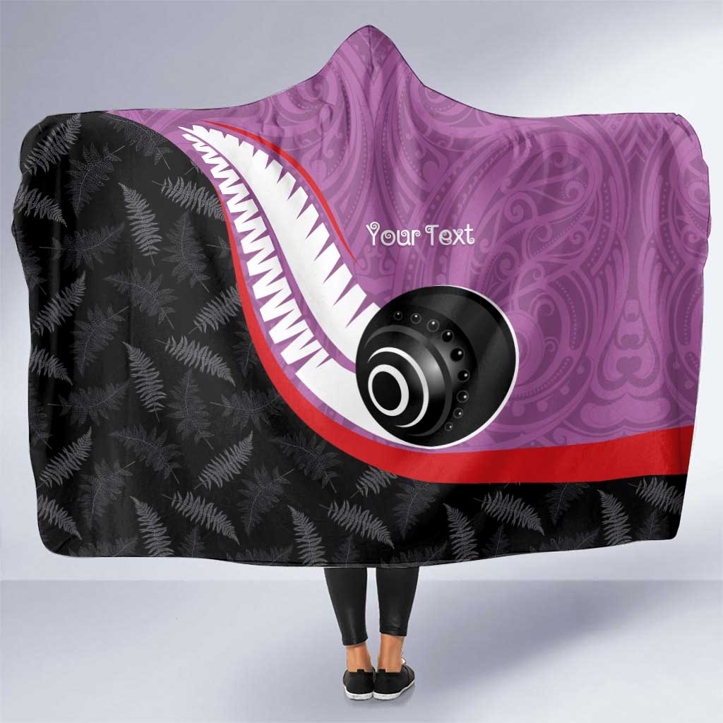 Personalised Aotearoa Lawn Bowls Hooded Blanket Maori and Silver Fern Sporty Style Pink Color LT03 One Size Pink - Polynesian Pride