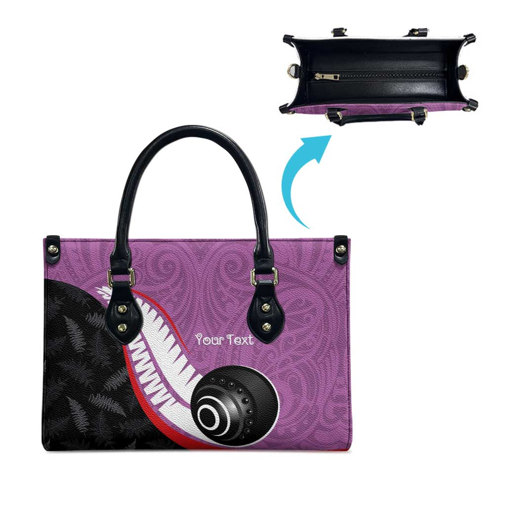 Personalised Aotearoa Lawn Bowls Leather Bag Maori and Silver Fern Sporty Style Pink Color - Polynesian Pride