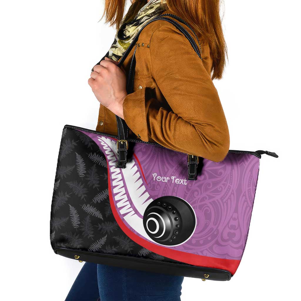 Personalised Aotearoa Lawn Bowls Leather Tote Bag Maori and Silver Fern Sporty Style Pink Color LT03 Pink - Polynesian Pride