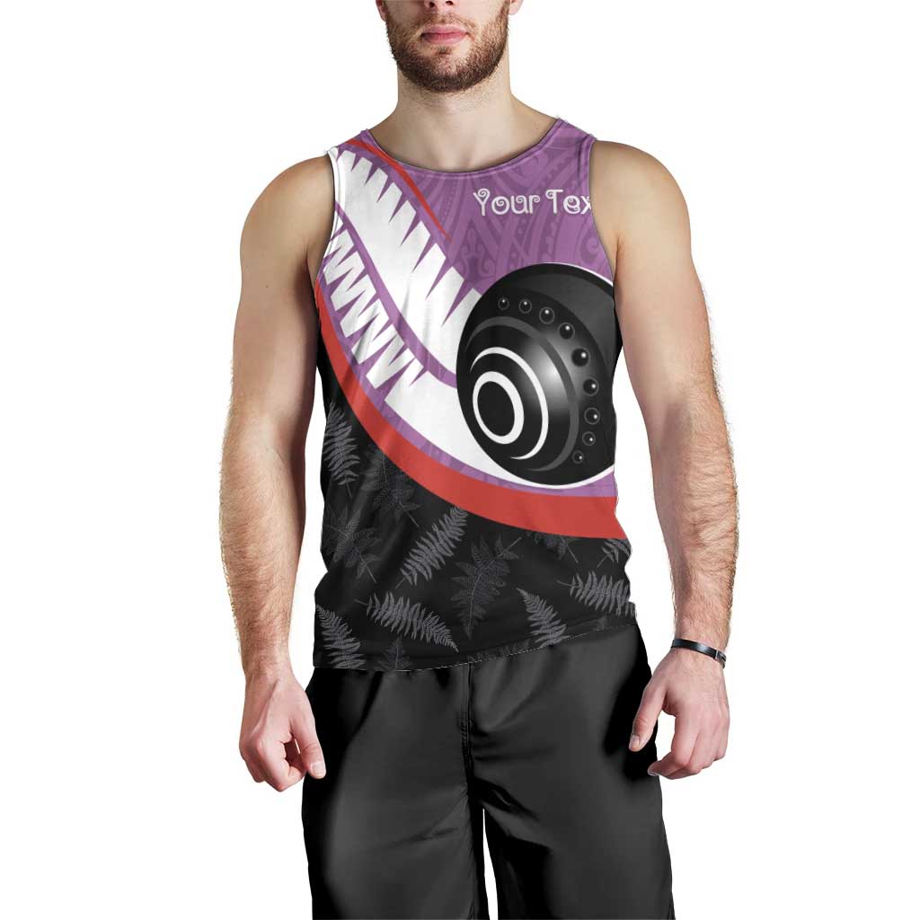 Personalised Aotearoa Lawn Bowls Men Tank Top Maori and Silver Fern Sporty Style Pink Color - Polynesian Pride