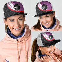 Aotearoa Lawn Bowls Mesh Trucker Cap Maori and Silver Fern Sporty Style Pink Color - Polynesian Pride