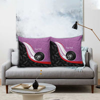 Personalised Aotearoa Lawn Bowls Pillow Cover Maori and Silver Fern Sporty Style Pink Color - Polynesian Pride