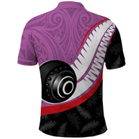 Personalised Aotearoa Lawn Bowls Polo Shirt Maori and Silver Fern Sporty Style Pink Color - Polynesian Pride